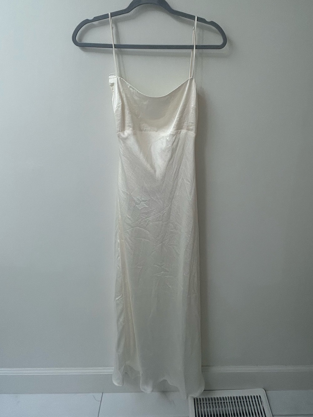 Abercrombie Silk-Feel Ivory Slip Dress with Spaghetti Straps
